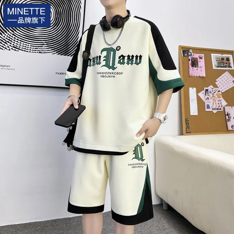 2023 Мъжка тениска minette от марката, летни модни маркови къси панталони с къси ръкави, баскетболно форма, комплект младежки спортен костюм