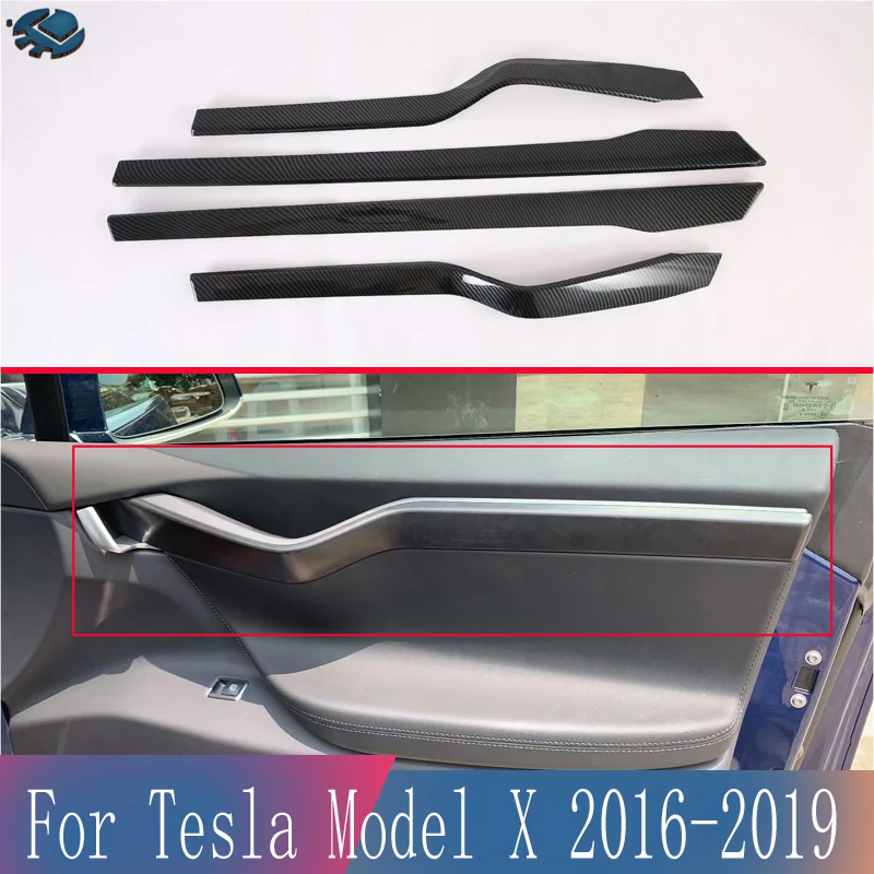 За Tesla, модел X 2016 2017 2018 2019 автомобилна вътрешна врата в стил на карбонови нишки, покритие на каросерията, акцент, формоване, панел за подреждане