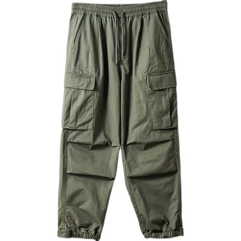 Мъжки панталони за джогинг с много джобове, без работно облекло със средна талия, военни ежедневни улични панталони