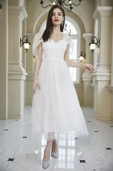 Ново проста бяла рокля, за да се върне вкъщи за жени, сетчатое сватбена бална рокля за парти, елегантна официална рокля за парти, трапециевидное рокля за бала