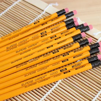 12 бр. молив с дървена пръчка HB, не съдържа олово, моливи за студенти, детски моливи с гума с дължина 20 см