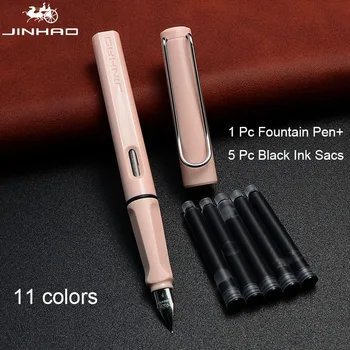 1 бр. писалка + 5 бр. торбички с черно мастило, писалка Jinhao 619, висококачествен студентски подарък, подарък писалка за влюбени