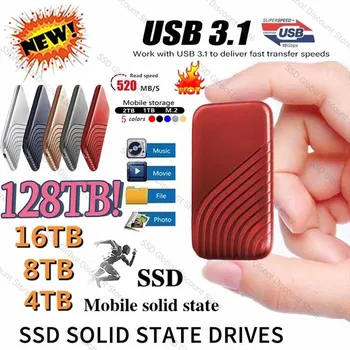 Преносим Оригинален Високоскоростни SSD-диск 500 GB 1 TB И 2 TB Външен Твърд диск за съхранение 256 TB Интерфейс USB 3.0, за Лаптоп/Компютър/Ps4