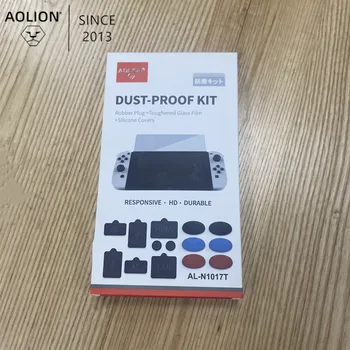 Aolion за Nintendo Switch, OLED докинг станция за домакин на конзолата, прахоустойчив комплект, гумена капачка, фолио, изработени от закалено стъкло, силиконови калъфи, водоустойчив