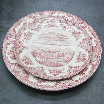 Замъка розова прибори Европейската керамична чиния за закуска, купа за супа за десерт от говеждо месо
