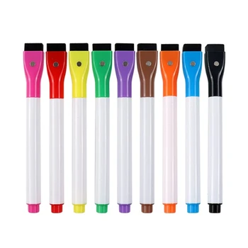 Маркери за бяла дъска E9LB, комплект писалки и ластиков за бяла дъска, тънки химикалки, маркери, маркери за сухо избърсване