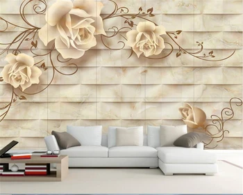Beibehang Големи 3D тапети, европейското изкуство, мраморни релефни цветни стенописи, хол, спалня, телевизор, диван, тапети на стените, 3d тапети