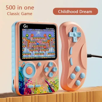 Игра, мини-преносима игрова конзола, Ретро преносим 3,5-инчов LCD дисплей, детски цветен студентски card машина, две роли геймпада