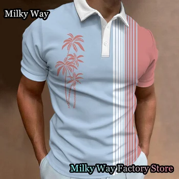 Нова лятна мъжки реколта хавайска риза с къси ръкави, мъжки ежедневни блузи с ревери и копчета, ризи, однотонная дрехи, мъжка мода, голф, градинска облекло