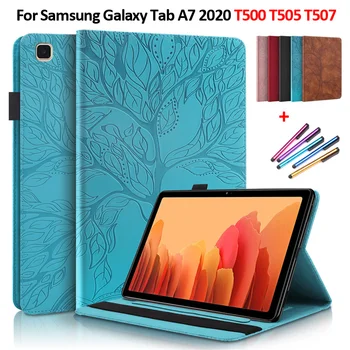 Кожен Флип Калъф с релефно под формата на Дърво За Samsung Galaxy Tab A7, една Чанта-Портфейл, Поставка, Таблет Galaxy Tab A7 2020, Калъф SM T500 T505 T507
