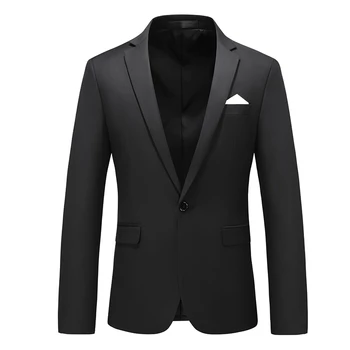 2023 Нов мъжки сако, палто, случайни бизнес сако, яке-мода, мъжки официални сватбени блейзери, големи размери на M-6Xl, обикновен бял, черен