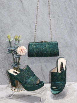2023 Обувки и чанти на платформата в италиански стил, женски клатч с каишка на петата, в чантата, италиански модни сандали и набор от чанти