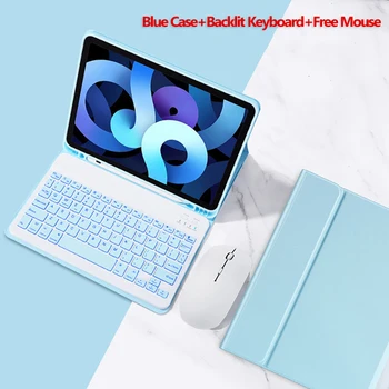 Калъф с клавиатура с подсветка за iPad Pro 11 2020 2021 Air 4 Калъф-молив случай с Мишка и Клавиатура за iPad 5th 6th 7th Air 3 10.2