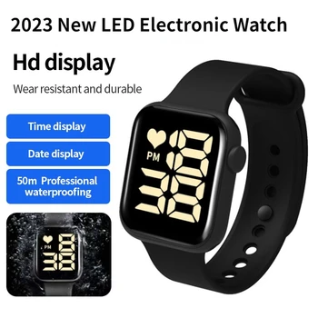 2023 Нови led електронен часовник Модни прости квадрат на пипане водоустойчива детски гривни на Едро дамски часовници за фитнес