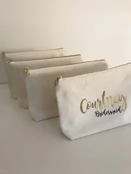 Индивидуален комплект от 6 регистрирани мешочков сватбен подарък подружке булката козметични чанти за грим Уникален подарък за сватбеното парти чанта