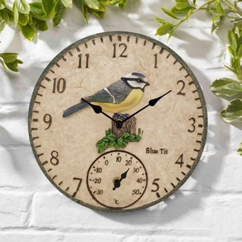 Часовници от катран в европейски стил с термометър Стенни часовници Артистична декорация на хола Ретро Кварцов Безшумни часовници