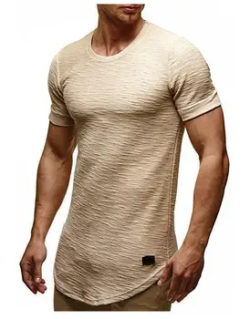 № 2 A1446, нови летни мъжки тениски, обикновена, приталенные, трендови, всекидневни, с къси ръкави