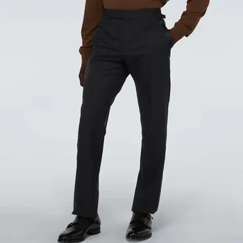 Мъжки панталони с прав штанинами, пролет и есен, нови модни популярни бизнес качествени прости тънки панталони голям размер