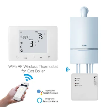 WiFi Безжичен отдалечен умен термостат, стенен газов котел, регулатор на температурата на загряване на Алекса Google Home, интелигентен дом, живот