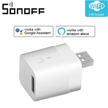SONOFF Wifi Mini USB Smart Adapter, Micro 5V Безжичен USB адаптер, преминете дистанционно-гласово управление, приложение eWeLink Алекса Google Home