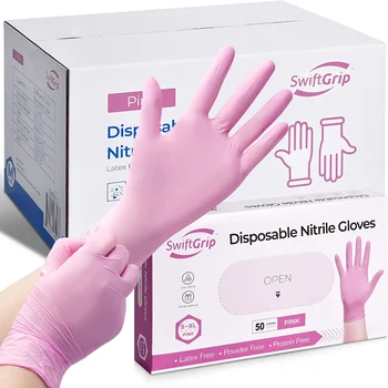 Розови нитриловые ръкавици Розови промишлени ръкавици за еднократна употреба розови ръкавици за почистване без латекс