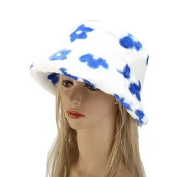 B2022 Нова зимна панама с цветна принтом, женски улични топли шапки-кофи, дамски модни флисовые шапки за басейни