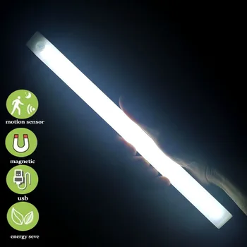 Led Нощни Лампи Безжичен Датчик за Движение, с монтиран на стената Лампа, Акумулаторна батерия USB Кухненски Шкаф Коридор лека нощ за Спалня