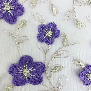 СУ Лилаво цвете лейси плат 2023 Благородна окото бродерия на Цвете от Тюл Дантелени платове за рокли