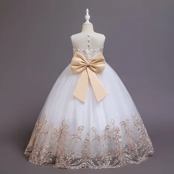 Празнична рокля на принцеса с цветя модел от 4 до 14 години, елегантни детски рокли за момичета, детски костюм за парти, сватбена рокля, вечерна