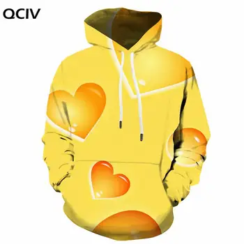 QCIV Love качулки мъжки Жълти с качулка, всекидневни модел, hoody с шарките на аниме, hoody с дълъг ръкав, градинска дрехи, ежедневни мода