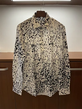 Демисезонная Нова Дизайнерска Мъжки Благородна Риза с Леопардовым принтом от 50% естествена Коприна, Върхове C317