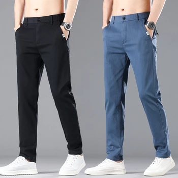 2023 Пролет лято, нови мъжки стрейчевые тънки ежедневни панталони, корея, бизнес, мода, приталенные панталони с еластичен ластик на кръста, на мъжката марка