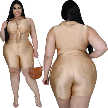 2023 Летни дамски обикновена шорти без ръкави, под формата на задните части, модерен комплект от две части, пижами дамски