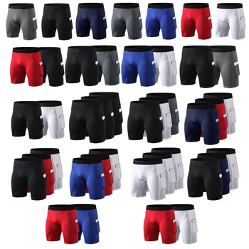 Мъжки шорти за бягане и фитнес, стегнати къси панталони, мъжки шорти за бягане, бързо съхнещи гащета за баскетбол, спортни къси панталони с джобове