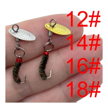 12# 14# 16#18 # Нова риболовна стръв, примамка за риболов на риболов, летят, риболовна блесна, стръв за пъстърва, завъртане блесна с един плетене на една кука, стръв