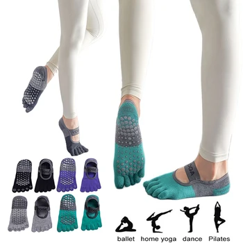 Нови дамски качествени чорапи за пилатес, нескользящие дишащи чорапи за йога с отворен гръб, женски балетные танцови спортни чорапи за фитнес зала
