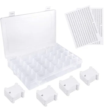 Кутия-органайзер за мулине от пластмаса 36 мрежи, 50 бобин за мулине и 2 стикери с номера на мулине за шиене