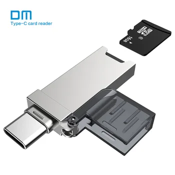 Четец на карти с памет DM C USB CR006 Micro SD/TF Type C с няколко карти с памет за MacBook или смартфон с USB интерфейс-C