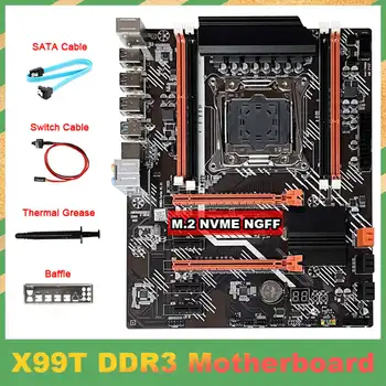 Дънна платка X99 + Кабел SATA + Кабел за превключване + Стена + Термопаста LGA2011 V3 M. 2 NVME NGFF за слот на дънната платка DDR3 4X16G