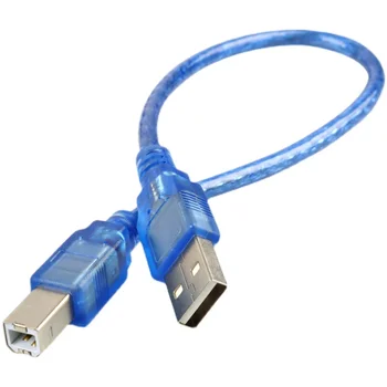 Кабел за трансфер на данни USB принтер 30 см синя квадратен порт екранирани кабели