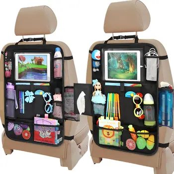 Авто органайзер за задната седалка със сензорен екран, стойка за таблет, калъф за задна седалка, предпазни подложки, джобове за съхранение, пътуване, детско пътуване