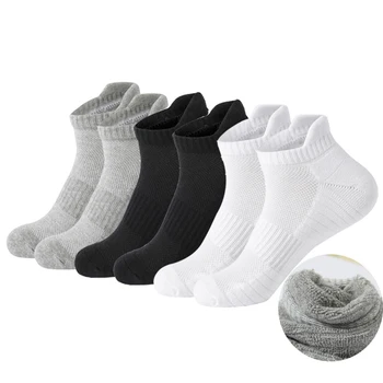 Мъжки чорапи за бягане с ниско деколте на щиколотке, нов дебели дишащи спортни чорапи с подплата