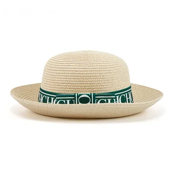 Дамски летни модни слънчеви плажни шапки 2023, мъжки сламена шапка за почивка, коприна лента, ежедневни билкова шапка, дамски солнцезащитная шапка