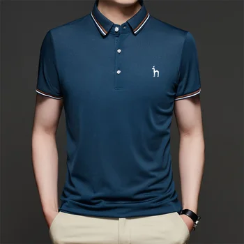 Мъжка тениска за голф Hazzys с къс ръкав, однотонная лятна мода риза с къси ръкави, базова засаждане, свободна ежедневни облекла