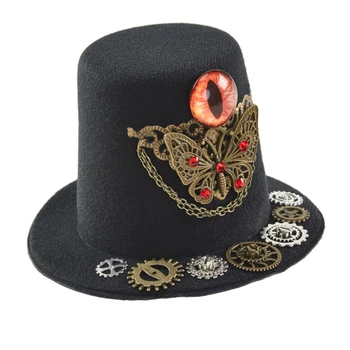 Шапка в стил steampunk, цилиндър, в стил steampunk, шапка пътник, аксесоари в стил steampunk, шапка-бомбе, в стил steampunk на Хелоуин