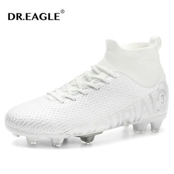 DR.EAGLE/мъжки футболни обувки за възрастни, футболни обувки с високи щиколотками, градинска трева младежки спортни обувки за тренировки, ултра-леки футболни маратонки