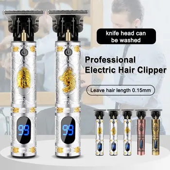 Нов LCD дисплей за професионален фризьор T9 USB-машина за подстригване на коса, електрическа машина за рязане на коса, акумулаторна мъжки безжична машина за подстригване на коса