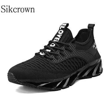 Черни леки маратонки за бягане, мъжки маратонки, удобни дишащи меш маратонки, модни мъжки ежедневни обувки голям размер 39-45