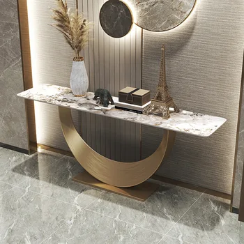 Италианската светла луксозна каменна плоча, креативен модерен прост коридор, вход в и коридор от неръждаема стомана