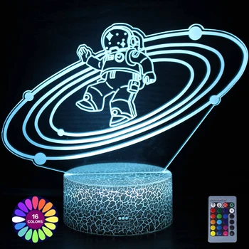 3d илюзия Астронавт нощно което променя цвета си в led лампа за декор спални USB се Захранва от батерия Детски лека нощ детски подарък